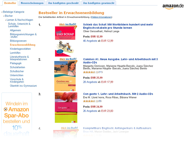 Amazon- Bestseller in Erwachsenenbildung